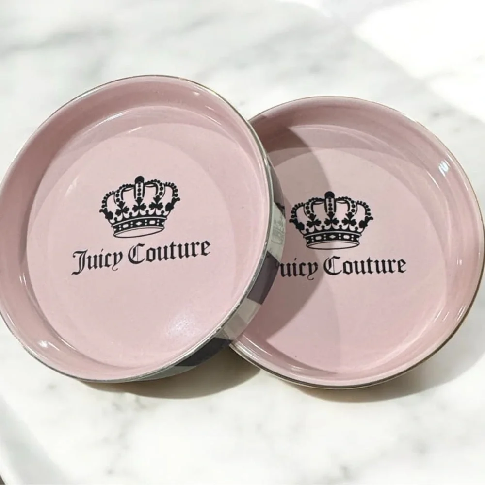 Juicy Couture Pink Jewelry Trinket Dish Tray with Black and White Stripes New